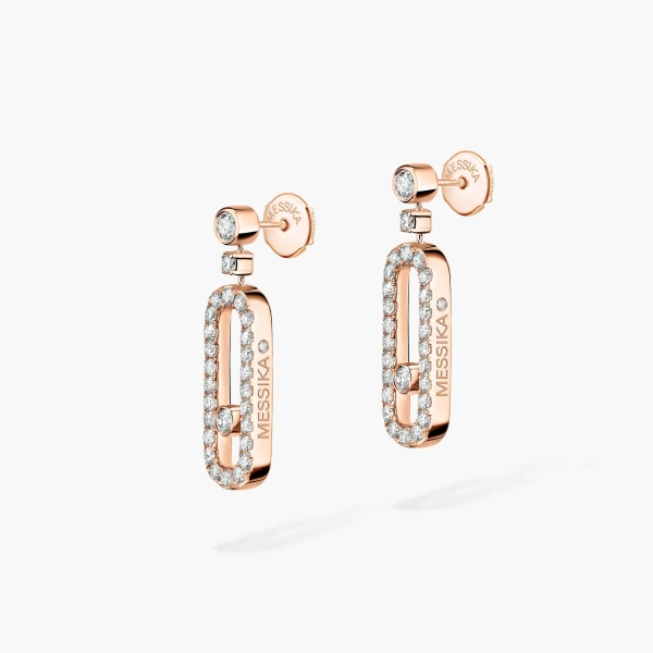 Messika Move Uno Drop Earrings in 18K Pink Gold | Fine Earrings | Coveti