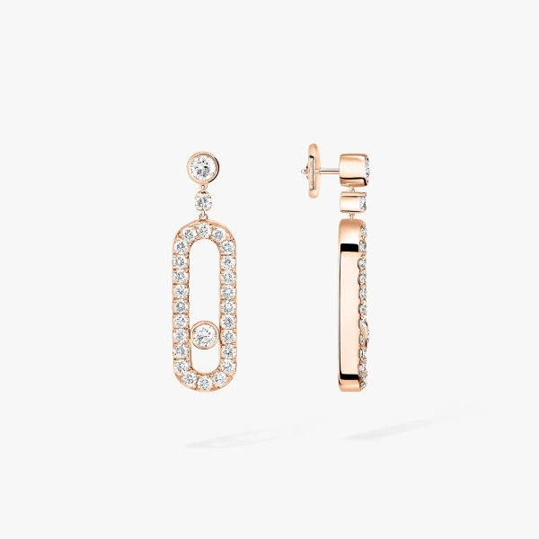 Messika Move Uno Drop Earrings in 18K Pink Gold | Fine Earrings | Coveti