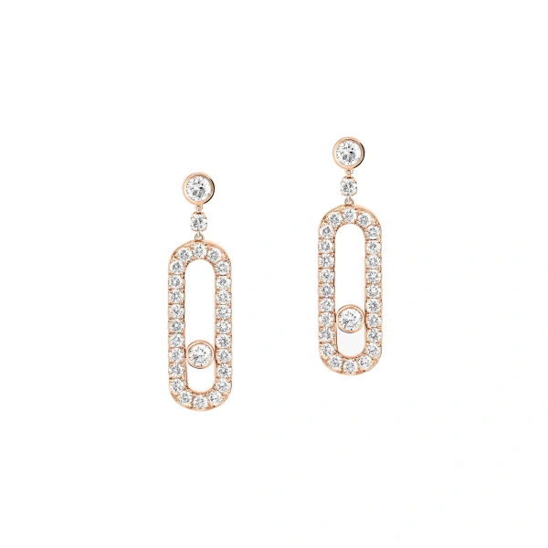 Messika Move Uno Drop Earrings in 18K Pink Gold | Fine Earrings | Coveti