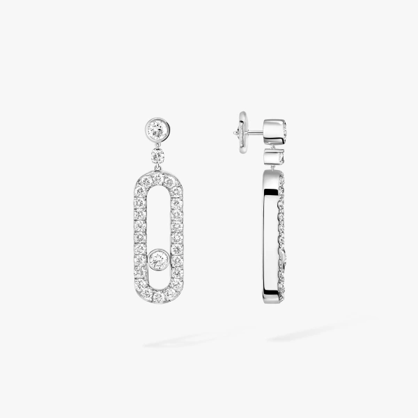 Messika Move Uno Drop Earrings in 18K White Gold, Ref. 05631 | Fine Earrings | Coveti