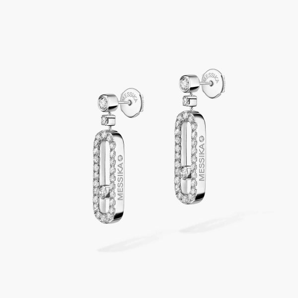 Messika Move Uno Drop Earrings in 18K White Gold, Ref. 05631 | Fine Earrings | Coveti
