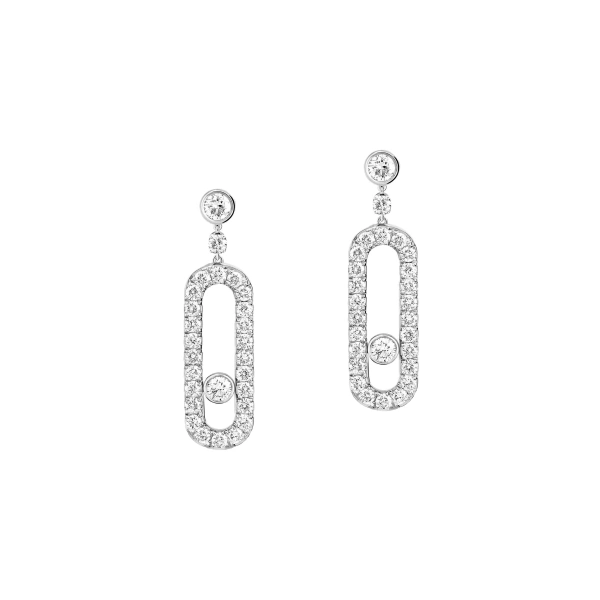 Messika Move Uno Drop Earrings in 18K White Gold, Ref. 05631 | Fine Earrings | Coveti