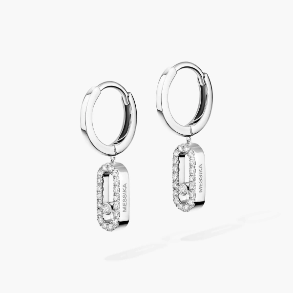 Messika Move Uno Drop Earrings in 18K White Gold, Ref. 12037 | Fine Earrings | Coveti