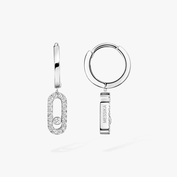 Messika Move Uno Drop Earrings in 18K White Gold, Ref. 12037 | Fine Earrings | Coveti