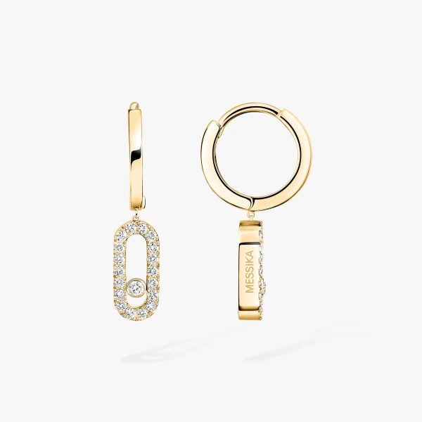 Messika Move Uno Drop Earrings in 18K Yellow Gold | Fine Earrings | Coveti