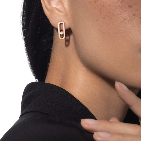 Messika Move Uno Earrings in 18K Pink Gold | Fine Earrings | Coveti