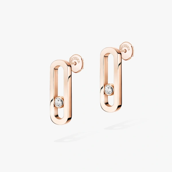 Messika Move Uno Earrings in 18K Pink Gold | Fine Earrings | Coveti