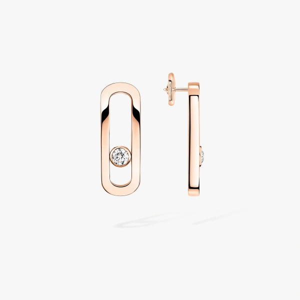 Messika Move Uno Earrings in 18K Pink Gold | Fine Earrings | Coveti