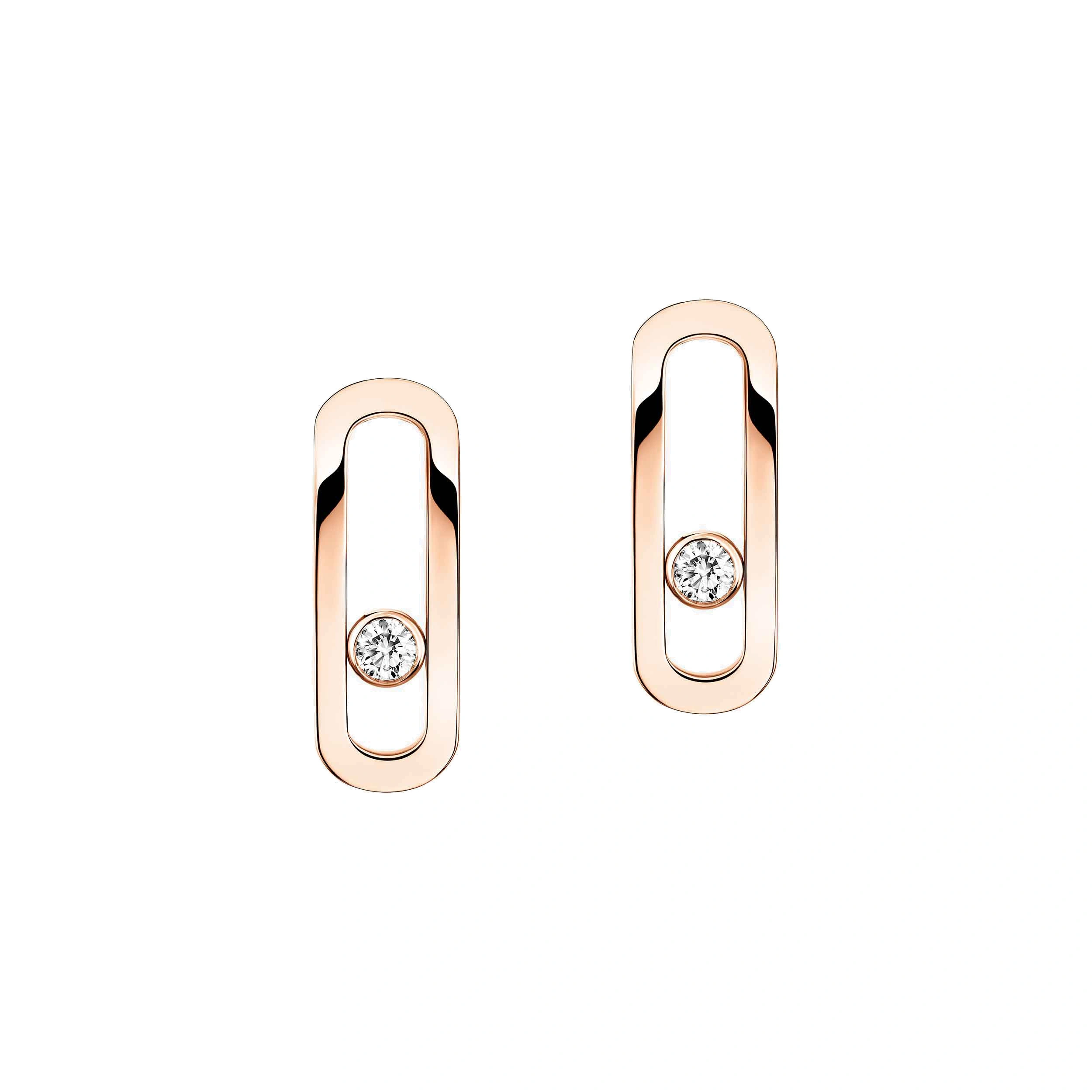 Messika Move Uno Earrings in 18K Pink Gold Messika Move Uno Earrings in 18K Pink Gold | Fine Earrings | Coveti