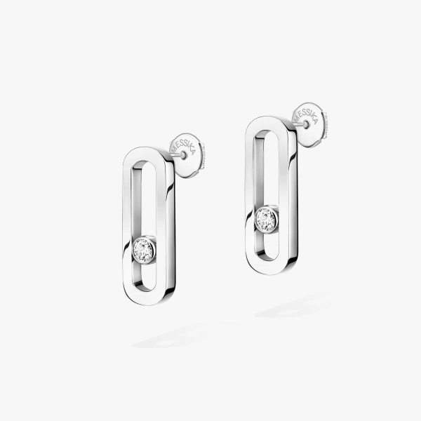 Messika Move Uno Earrings in 18K White Gold | Fine Earrings | Coveti