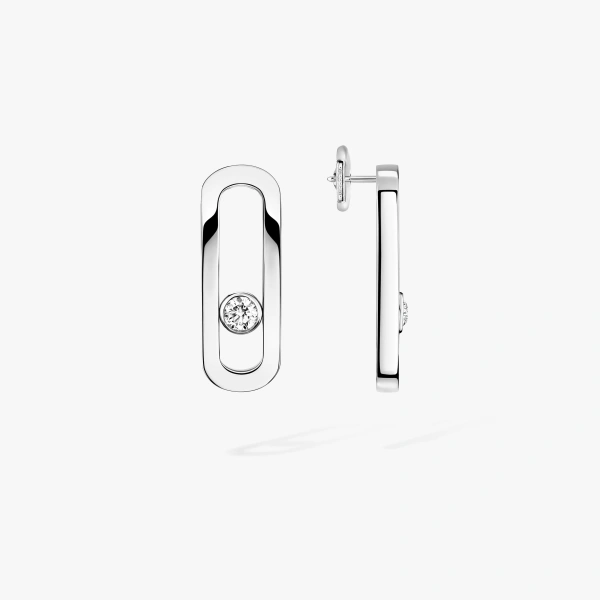 Messika Move Uno Earrings in 18K White Gold | Fine Earrings | Coveti