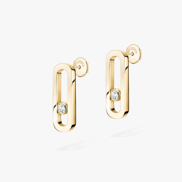 Messika Move Uno Earrings in 18K Yellow Gold | Fine Earrings | Coveti