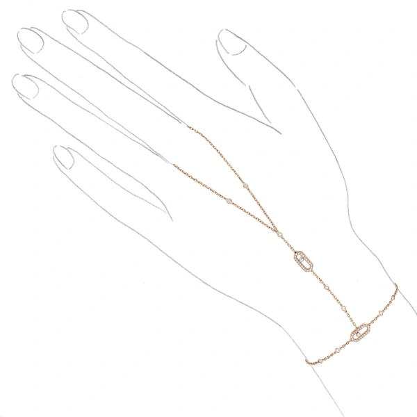Messika Move Uno Hand Bracelet in 18K Pink Gold | Fine Bracelets | Coveti