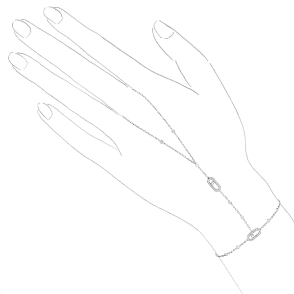 Messika Move Uno Hand Bracelet in 18K White Gold | Fine Bracelets | Coveti