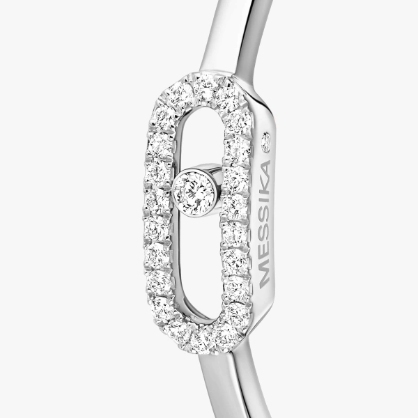 Messika Move Uno Hoop Earrings in 18K White Gold, Small Model | Fine Earrings | Coveti