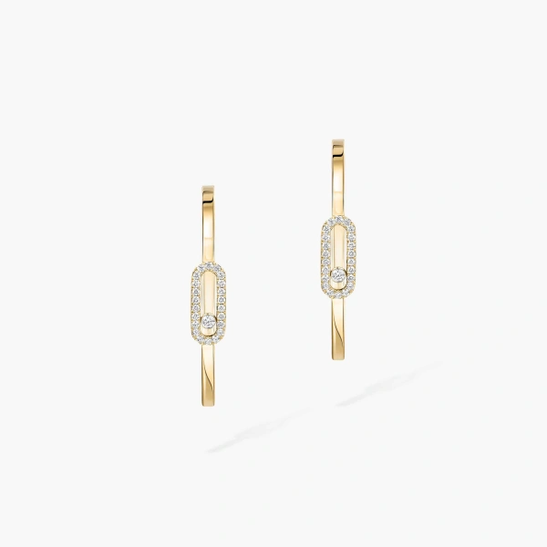 Messika Move Uno Hoop Earrings in 18K Yellow Gold, Small Model | Fine Earrings | Coveti
