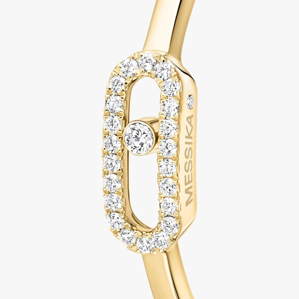 Messika Move Uno Hoop Earrings in 18K Yellow Gold, Small Model | Fine Earrings | Coveti