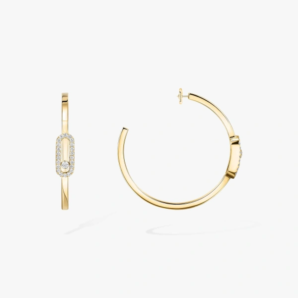 Messika Move Uno Hoop Earrings in 18K Yellow Gold, Small Model | Fine Earrings | Coveti