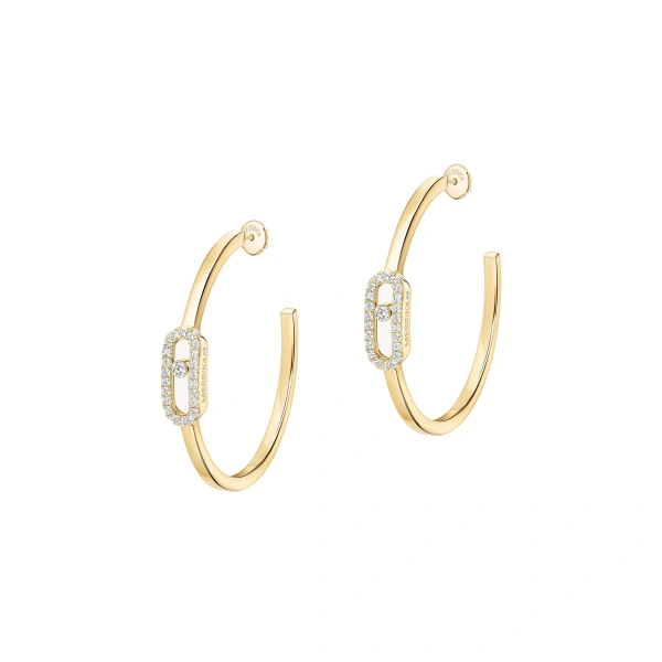 Move Uno Hoop Earrings in 18K Yellow Gold, Small Model