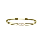 Messika Move Uno Khaki Cord Bracelet in 18K Yellow Gold | Fine Bracelets | Coveti