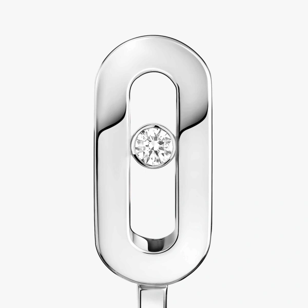 Messika Move Uno Mini Hoop Earrings in 18K White Gold | Fine Earrings | Coveti