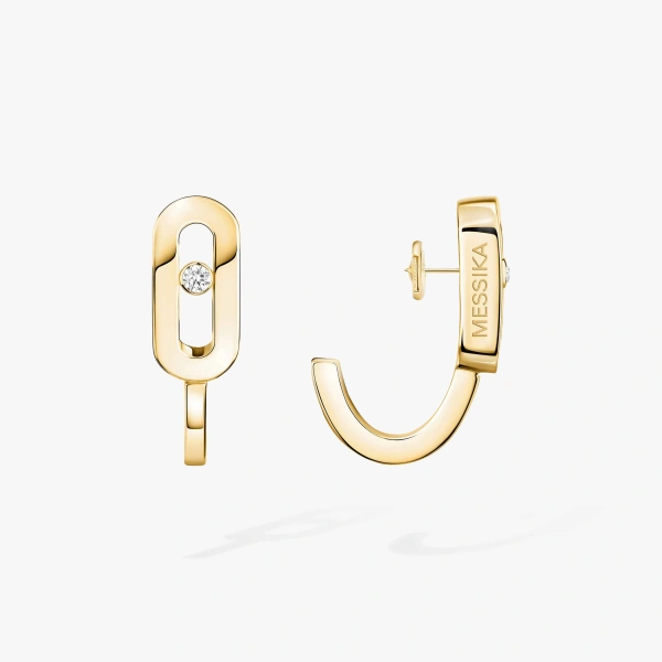 Messika Move Uno Mini Hoop Earrings in 18K Yellow Gold | Fine Earrings | Coveti