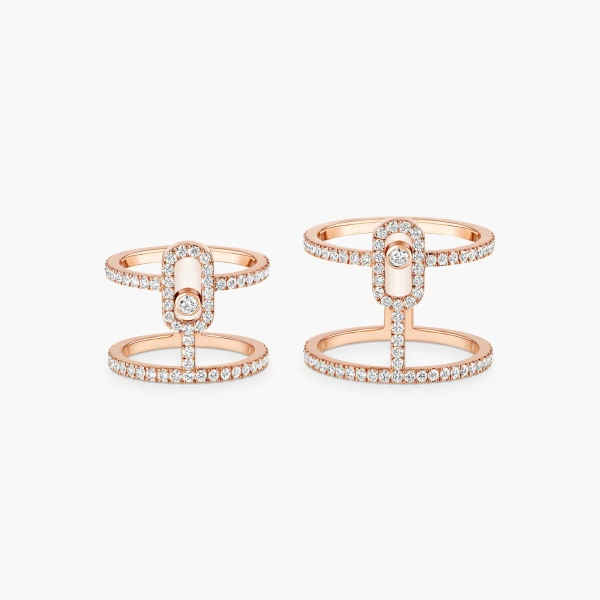 Messika Move Uno Multi-Wear Pave Ring in 18K Pink Gold | Fine Rings | Coveti