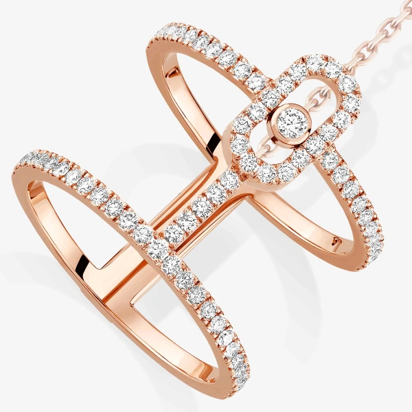 Messika Move Uno Multi-Wear Pave Ring in 18K Pink Gold | Fine Rings | Coveti