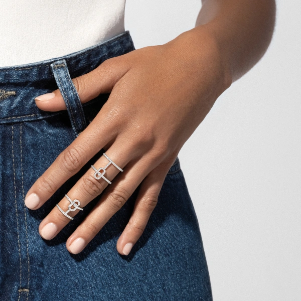 Messika Move Uno Multi-Wear Pave Ring in 18K White Gold | Fine Rings | Coveti