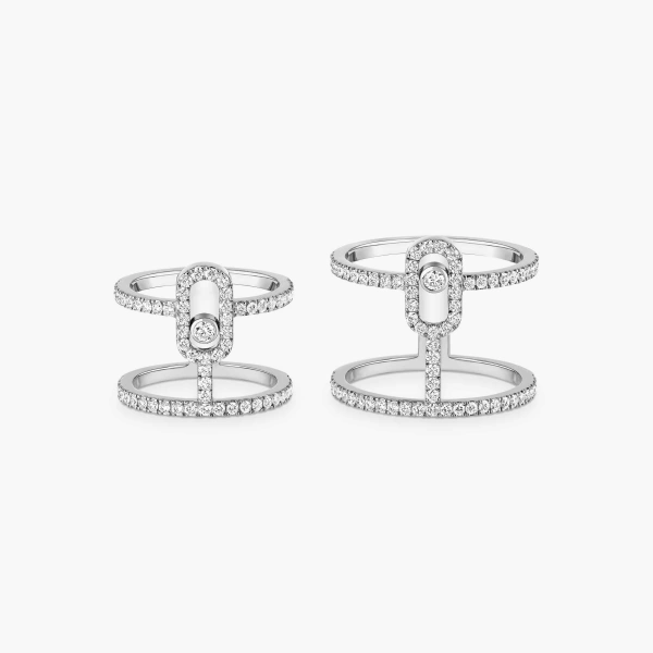 Messika Move Uno Multi-Wear Pave Ring in 18K White Gold | Fine Rings | Coveti