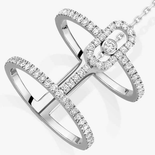 Messika Move Uno Multi-Wear Pave Ring in 18K White Gold | Fine Rings | Coveti