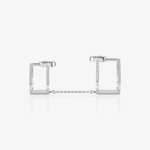 Messika Move Uno Multi-Wear Pave Ring in 18K White Gold | Fine Rings | Coveti