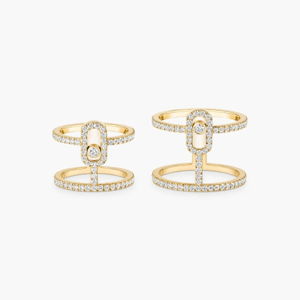 Messika Move Uno Multi-Wear Pave Ring in 18K Yellow Gold | Fine Rings | Coveti