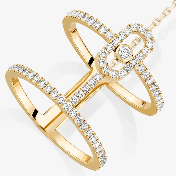 Messika Move Uno Multi-Wear Pave Ring in 18K Yellow Gold | Fine Rings | Coveti