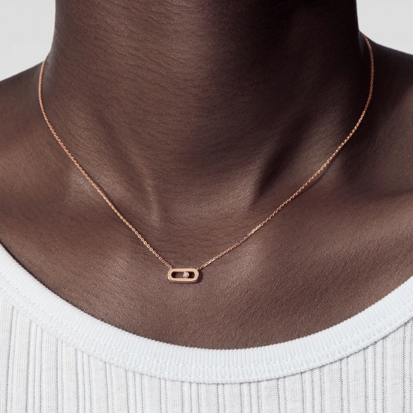 Messika Move Uno Necklace in 18K Pink Gold, Mini Model | Fine Necklaces | Coveti