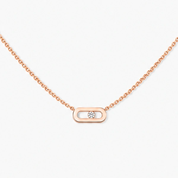 Messika Move Uno Necklace in 18K Pink Gold, Mini Model | Fine Necklaces | Coveti