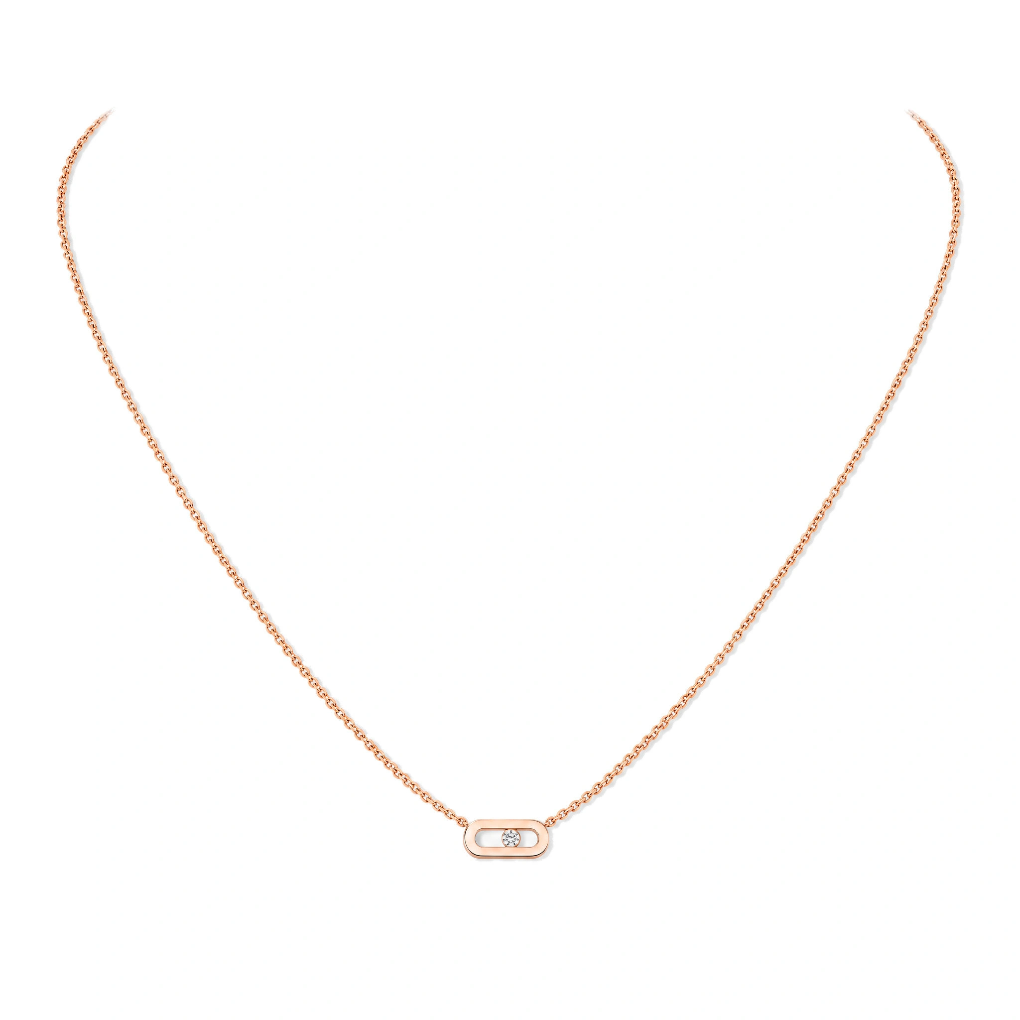 Messika Move Uno Necklace in 18K Pink Gold, Mini Model Messika Move Uno Necklace in 18K Pink Gold, Mini Model | Fine Necklaces | Coveti