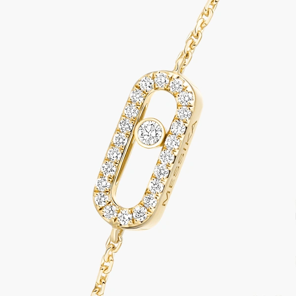 Messika Move Uno Pave Bracelet in 18K Yellow Gold, Mini Model | Fine Bracelets | Coveti