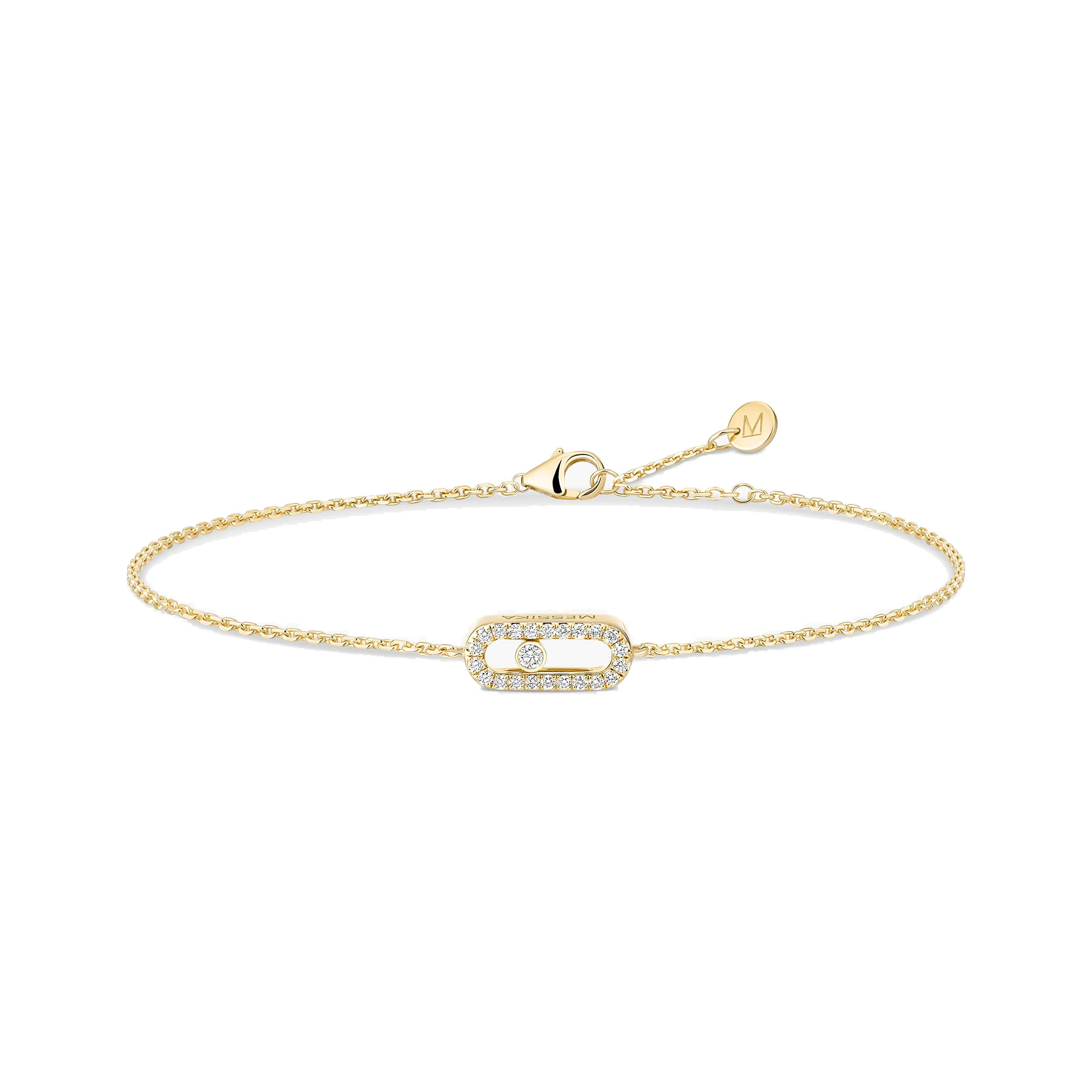 Messika Move Uno Pave Bracelet in 18K Yellow Gold, Mini Model Messika Move Uno Pave Bracelet in 18K Yellow Gold, Mini Model | Fine Bracelets | Coveti