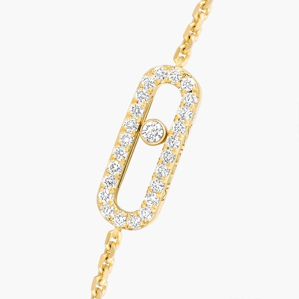 Messika Move Uno Pave Bracelet in 18K Yellow Gold | Fine Bracelets | Coveti