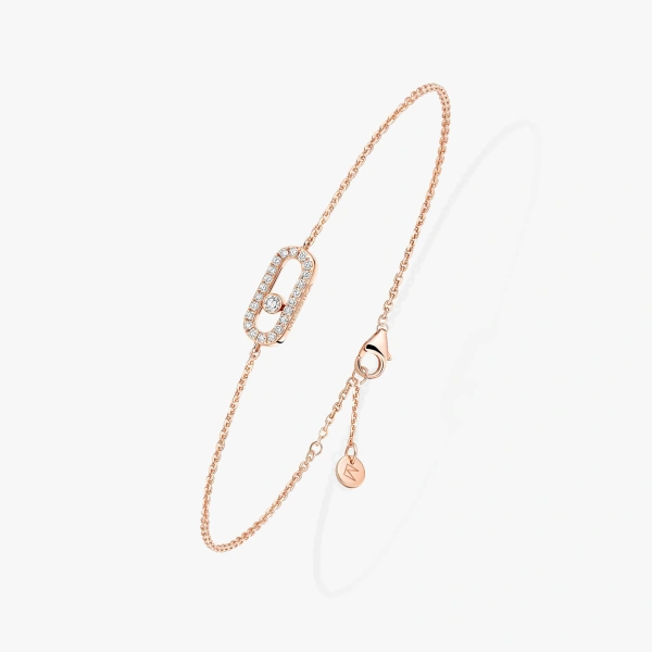 Messika Move Uno Pave Children's Bracelet in 18K Pink Gold, Mini Model | Fine Bracelets | Coveti