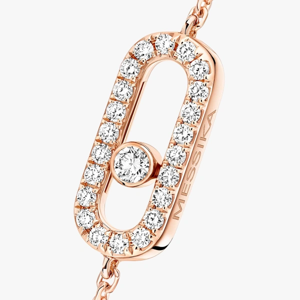 Messika Move Uno Pave Children's Bracelet in 18K Pink Gold, Mini Model | Fine Bracelets | Coveti