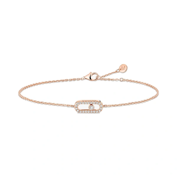 Messika Move Uno Pave Children's Bracelet in 18K Pink Gold, Mini Model | Fine Bracelets | Coveti