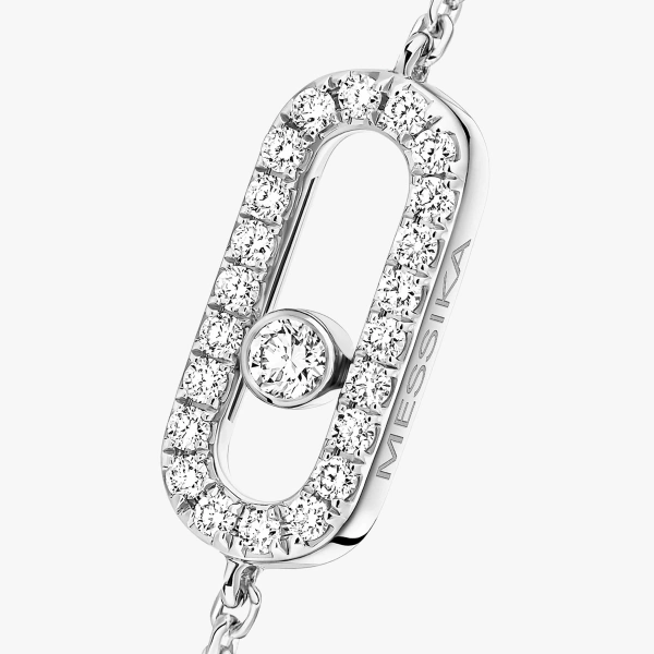 Messika Move Uno Pave Children's Bracelet in 18K White Gold, Mini Model | Fine Bracelets | Coveti