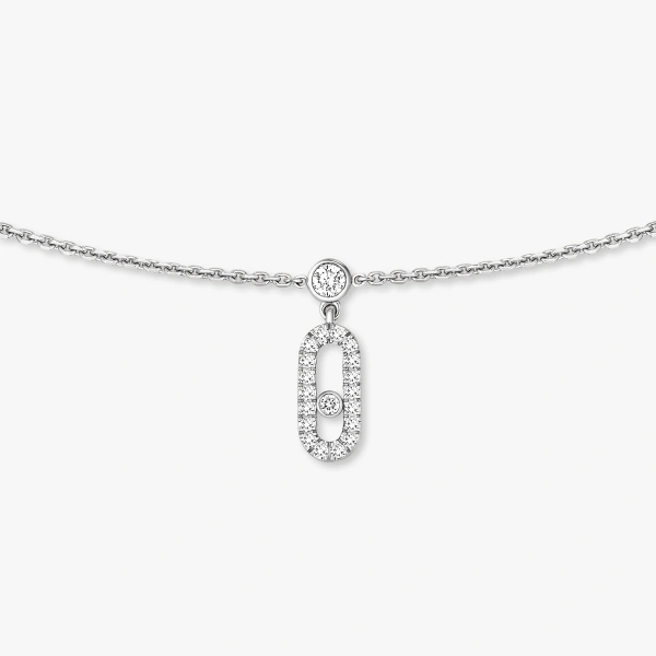 Messika Move Uno Pave Choker Necklace in 18K White Gold | Fine Necklaces | Coveti