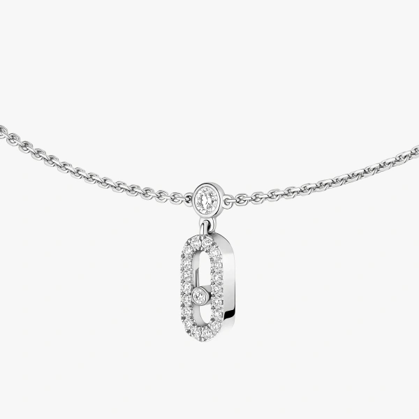 Messika Move Uno Pave Choker Necklace in 18K White Gold | Fine Necklaces | Coveti