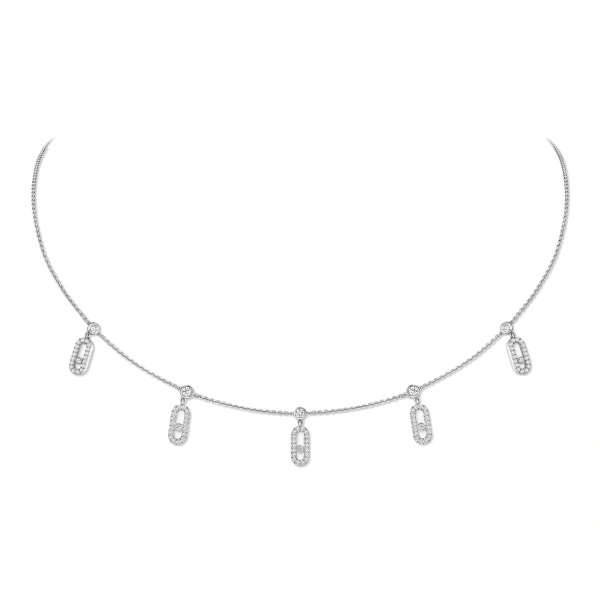 Messika Move Uno Pave Choker Necklace in 18K White Gold | Fine Necklaces | Coveti