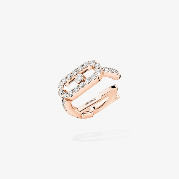 Messika Move Uno Pave Clip Earring in 18K Pink Gold | Fine Earrings | Coveti