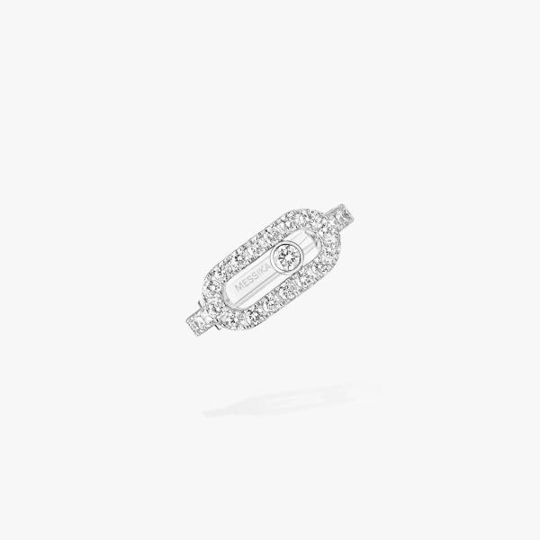 Messika Move Uno Pave Clip Earring in 18K White Gold | Fine Earrings | Coveti