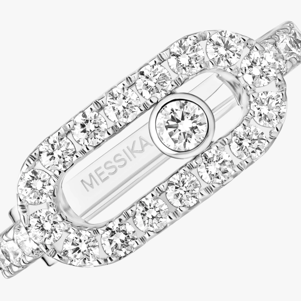 Messika Move Uno Pave Clip Earring in 18K White Gold | Fine Earrings | Coveti